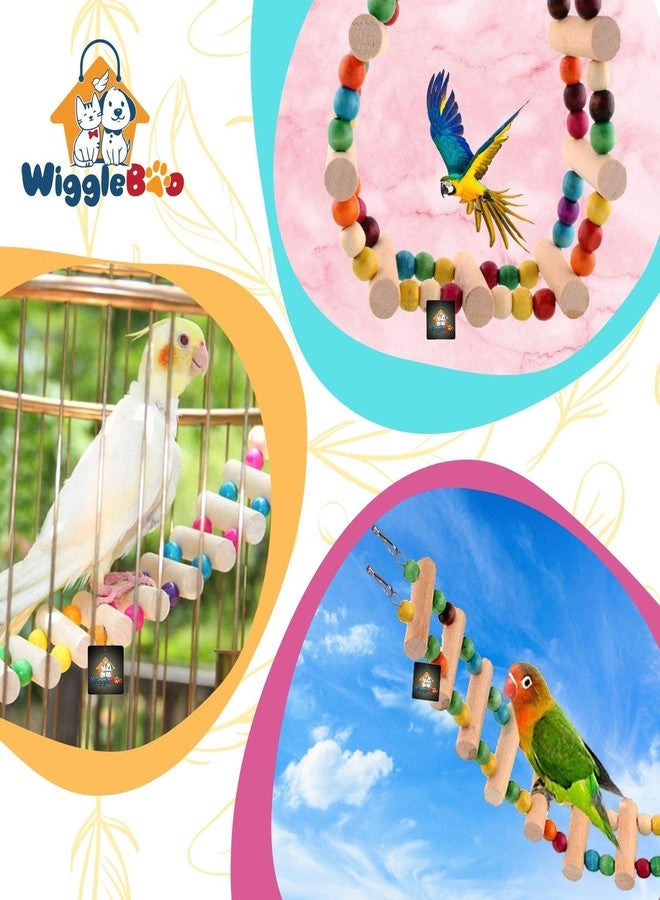 WiggleBoo لعبة سلم الطيور WiggleBoo | لعبة قفص معلقة مرنة | مناسبة للطيور الصغيرة والمتوسطة | للتأرجح والاهتزاز والمضغ والقفز | 48 سم - Image 5